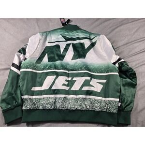 NWT Chalk Line NFL New York Jets Mens Large Satin Quilt Lined Bomber Jacket‎